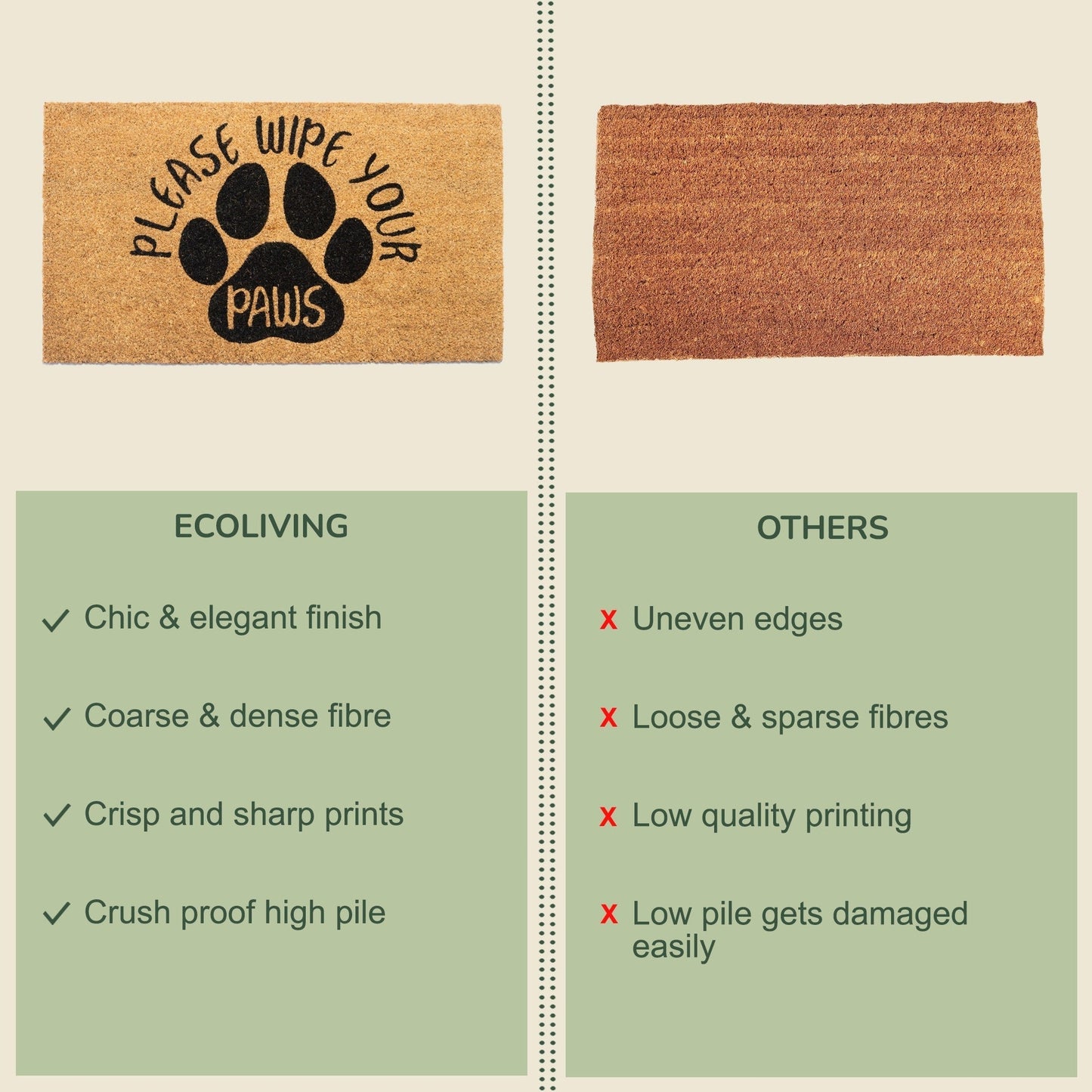 Coir Mats Animals Please Wipe your paws - 17X30" Beige/Black - India Wholesale Co.