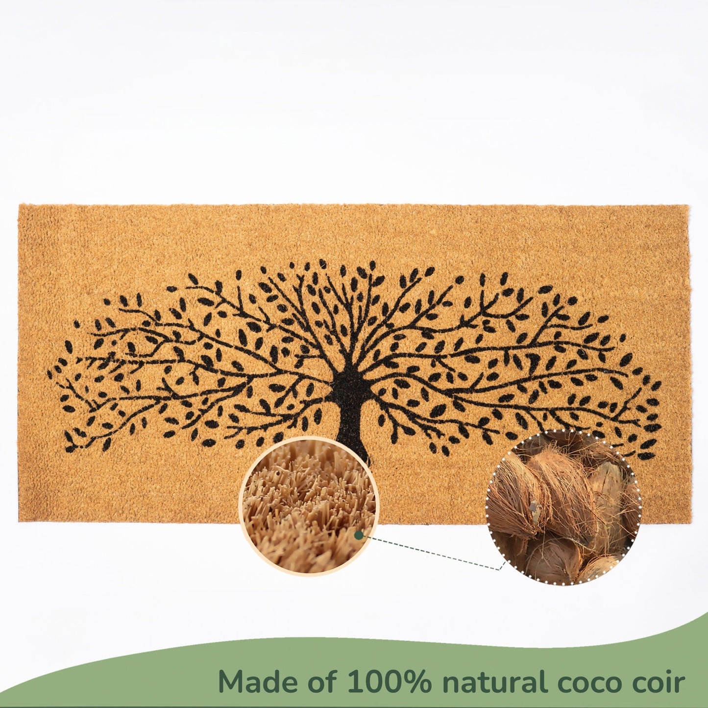 Coir Mats Tree Print - 22X47" Beige - India Wholesale Co.