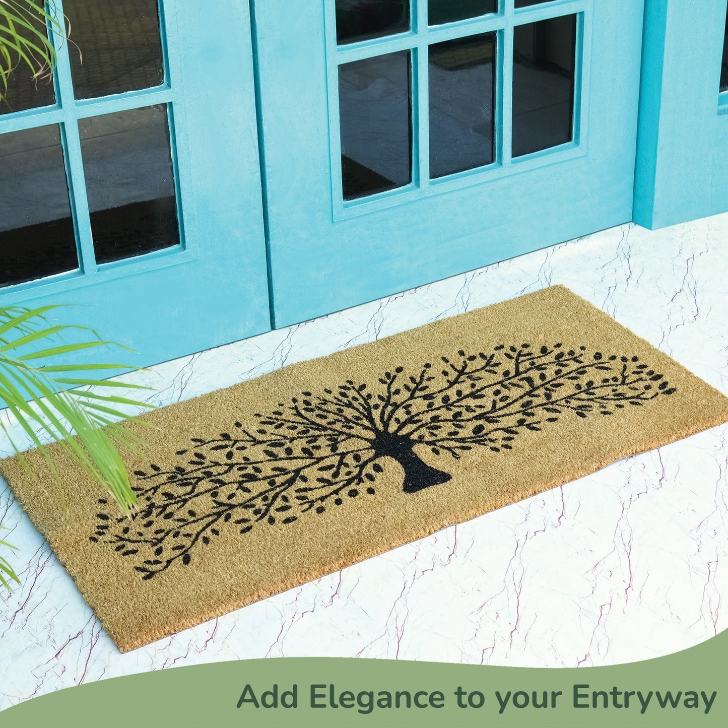 Coir Mats Tree Print - 22X47" Beige - India Wholesale Co.