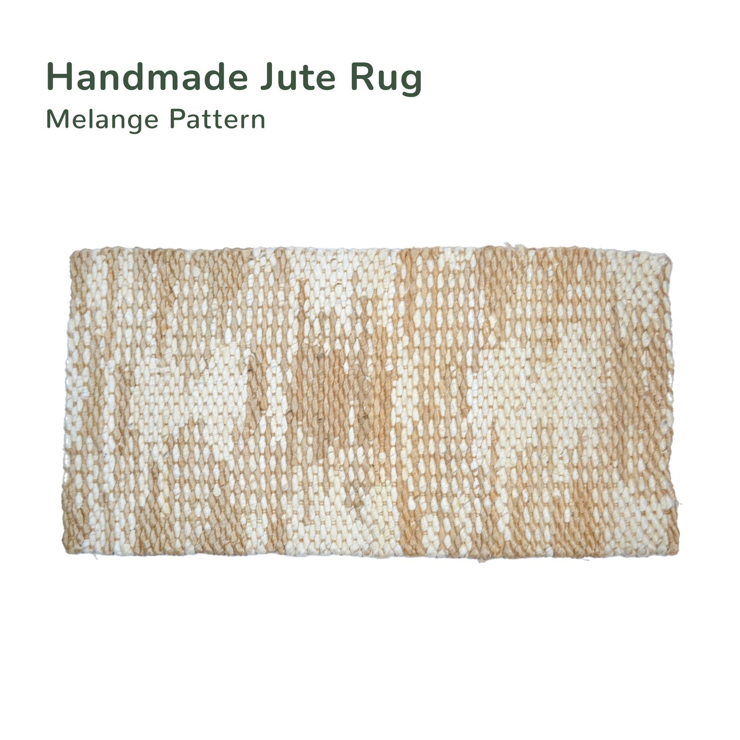 Sustainable Jute Rug, Melange texture in 5 ply yarn, White & Natural, 2' x 4' - India Wholesale Co.