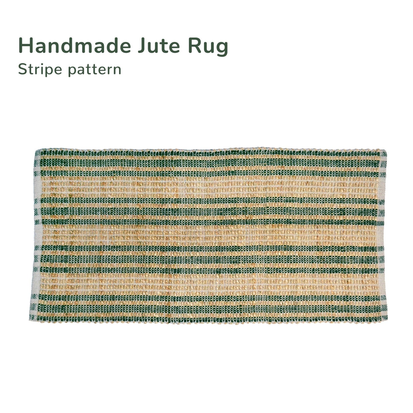 Sustainable Rug, Jute & Cotton blend, Stripes, 2' x 4' - India Wholesale Co.