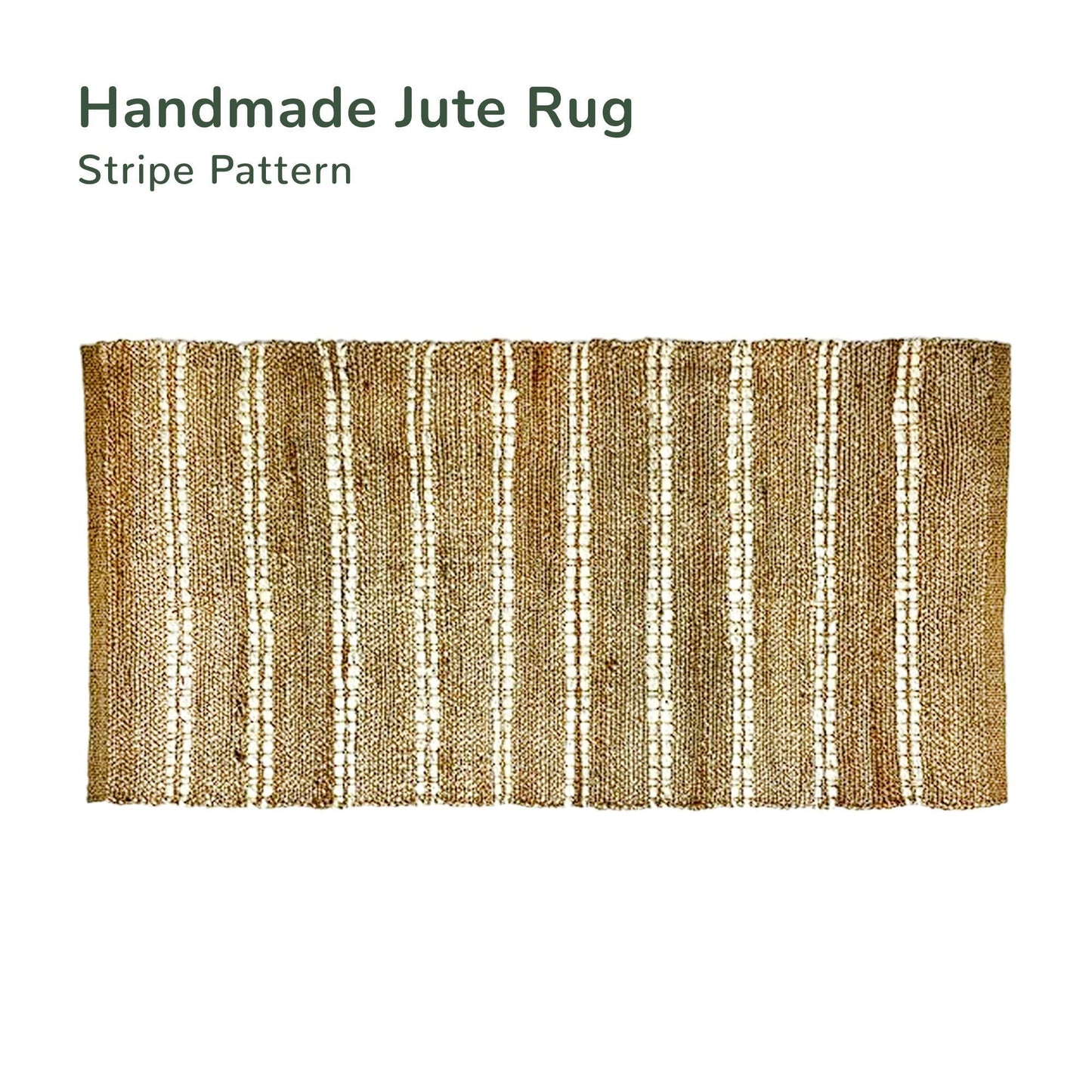 Cotton and jute stripe rug,Beige & white, 2'X4', - India Wholesale Co.