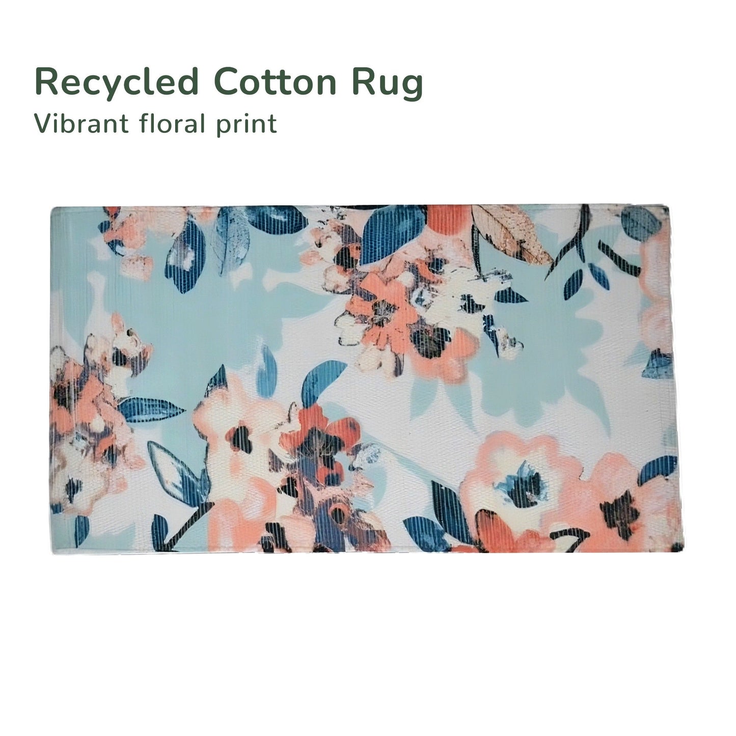 Chindi Rug Printed,Floral- 2'X4'-Peach (Rolled packed) - India Wholesale Co.