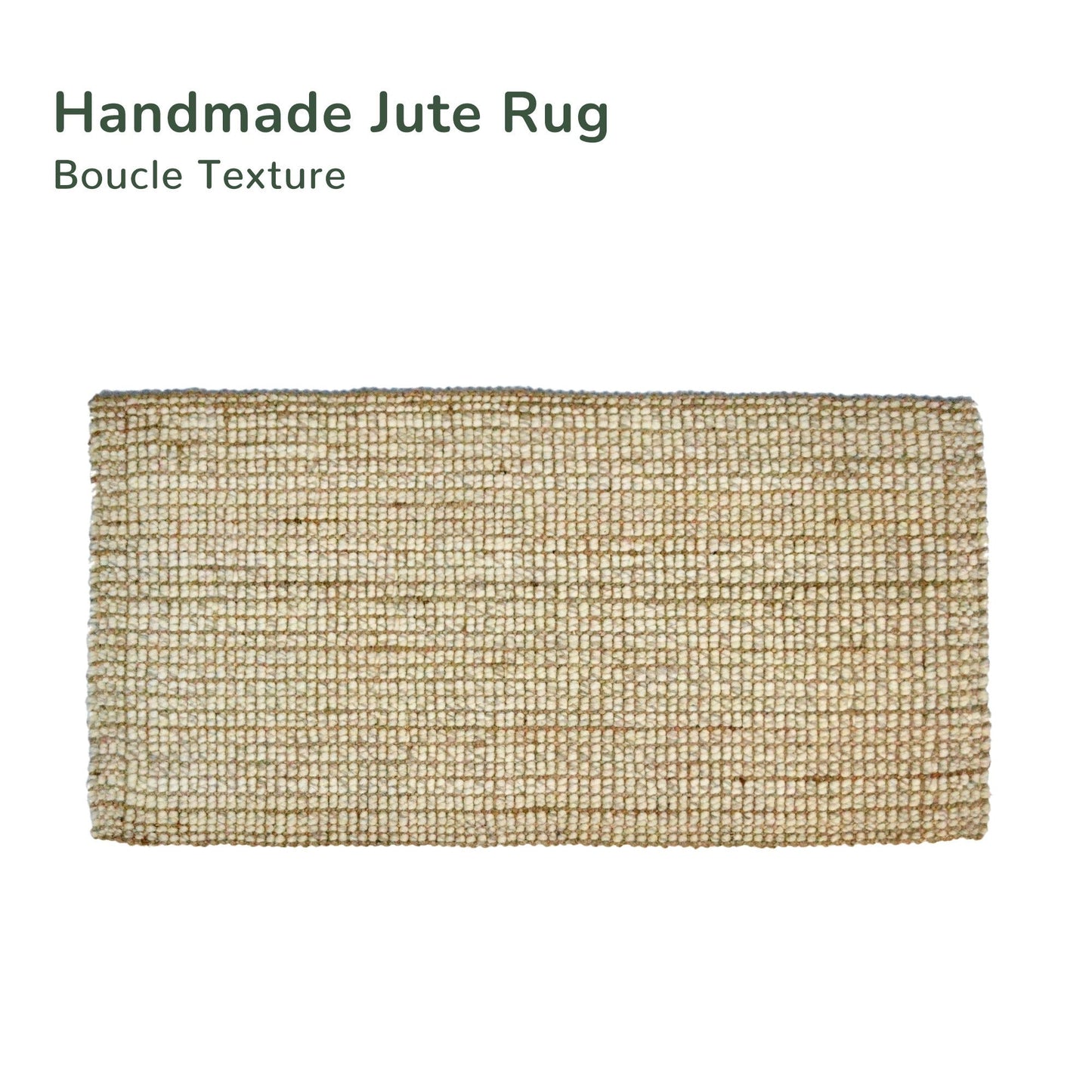 White & Beige Loop jute & wool rug, Jute, 2'X 4', Boucle Weave - India Wholesale Co.