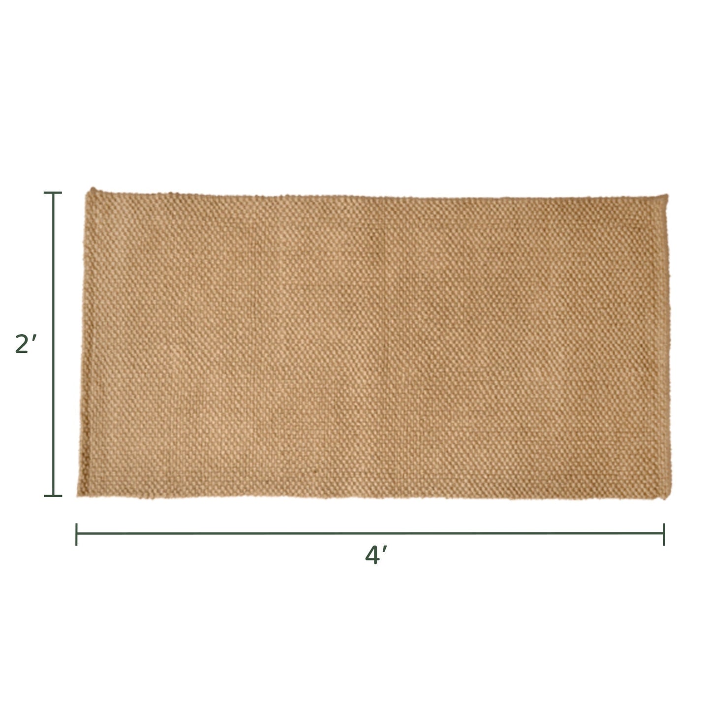 Sustainable Jute Rug, All over loop pattern in 5 ply yarn, Natural, 2'x4' - India Wholesale Co.