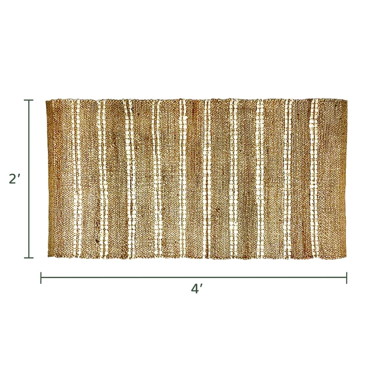 Cotton and jute stripe rug,Beige & white, 2'X4', - India Wholesale Co.