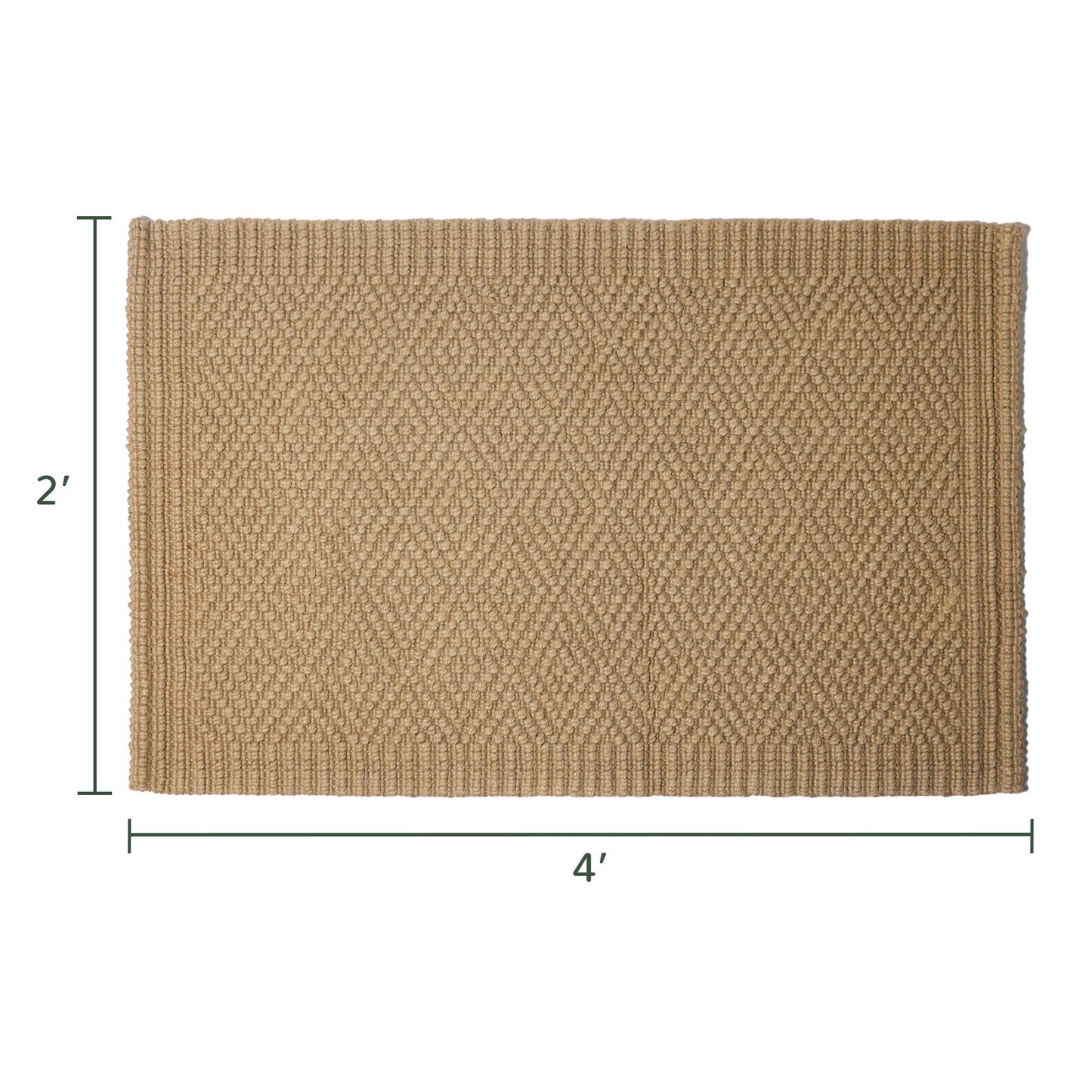 Diamond Loop pattern, 5 PLY loop JUTE RUG WITH TUCKED ENDS. GSM 3200 Natural Jute 2 x 4 - India Wholesale Co.