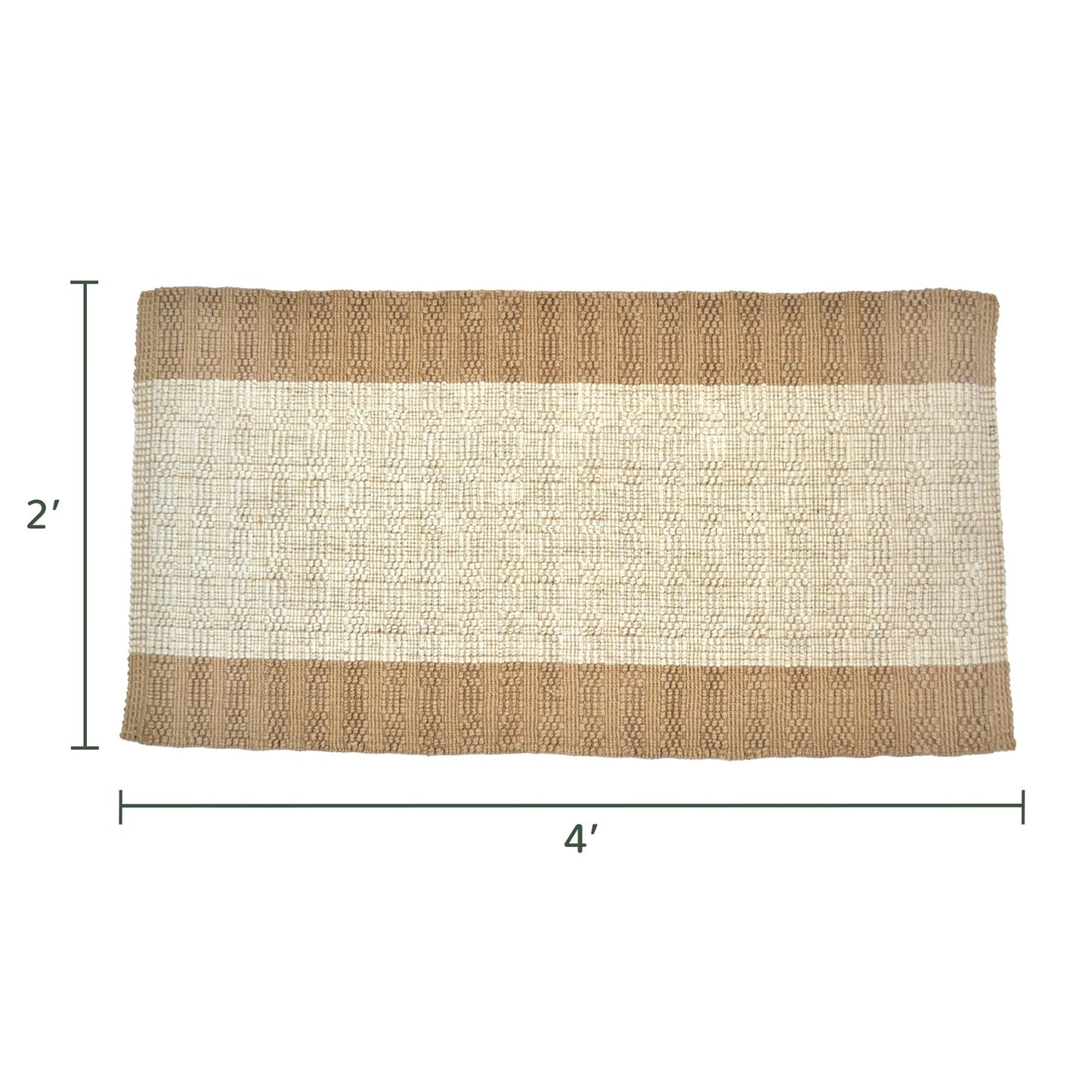 Popcorn stripe white & Beige Jute Rug, 2'X4' - India Wholesale Co.