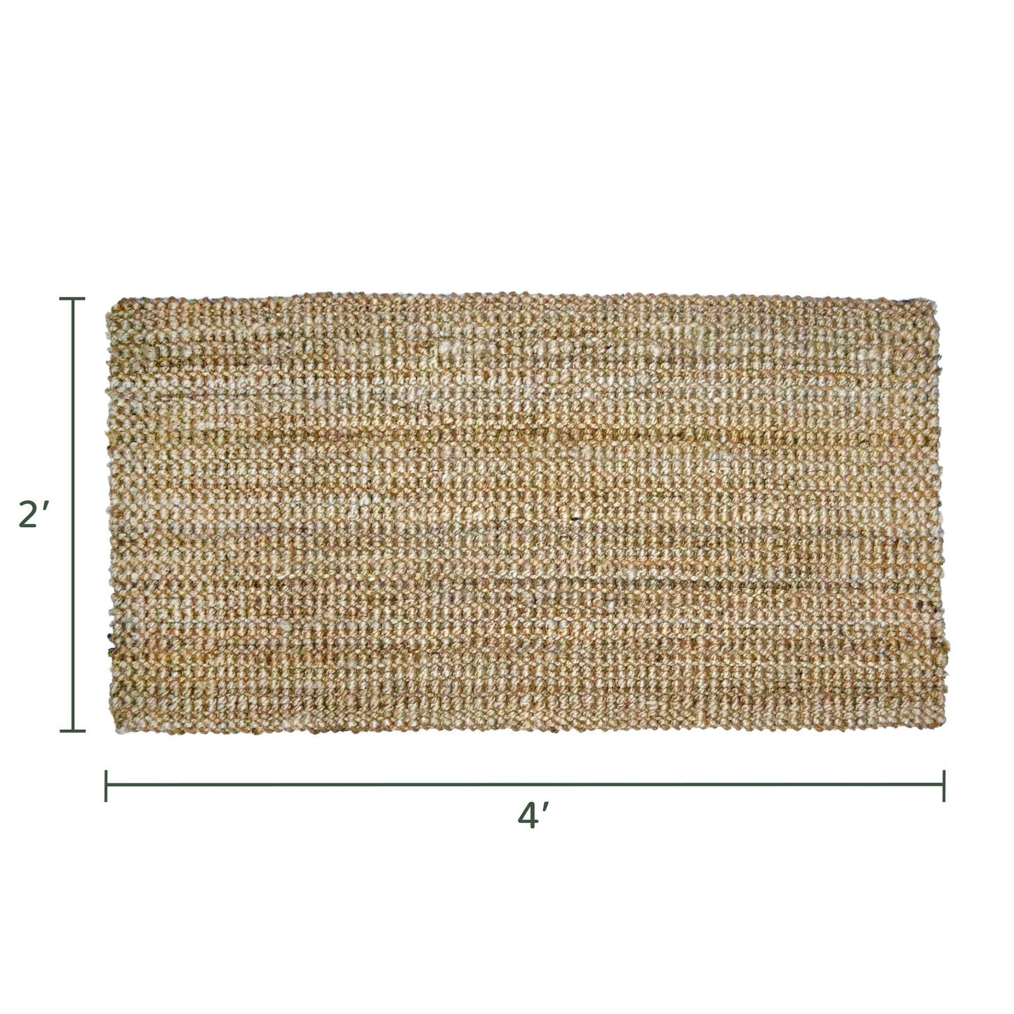 Sustainable Jute Rug, Looped texture in 5 ply yarn, Natural, 2' x 4' - India Wholesale Co.