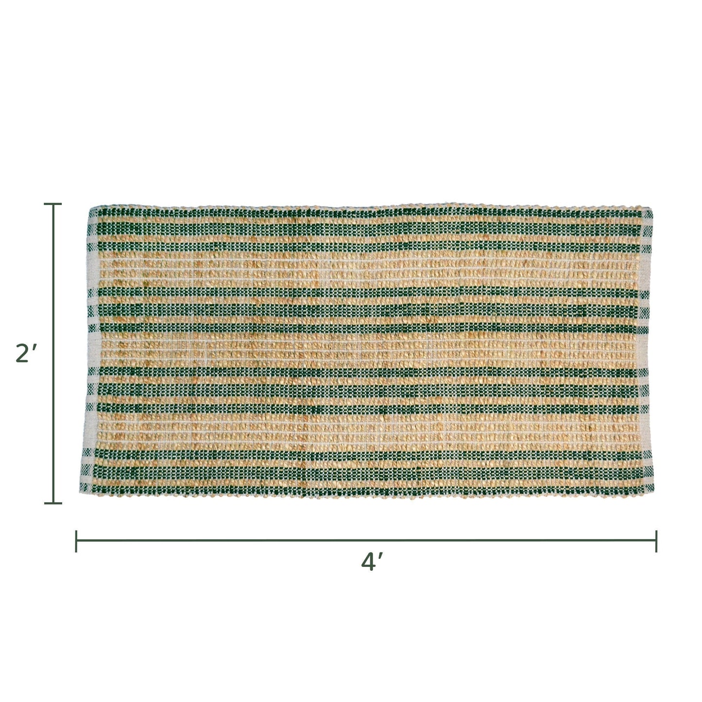 Sustainable Rug, Jute & Cotton blend, Stripes, 2' x 4' - India Wholesale Co.