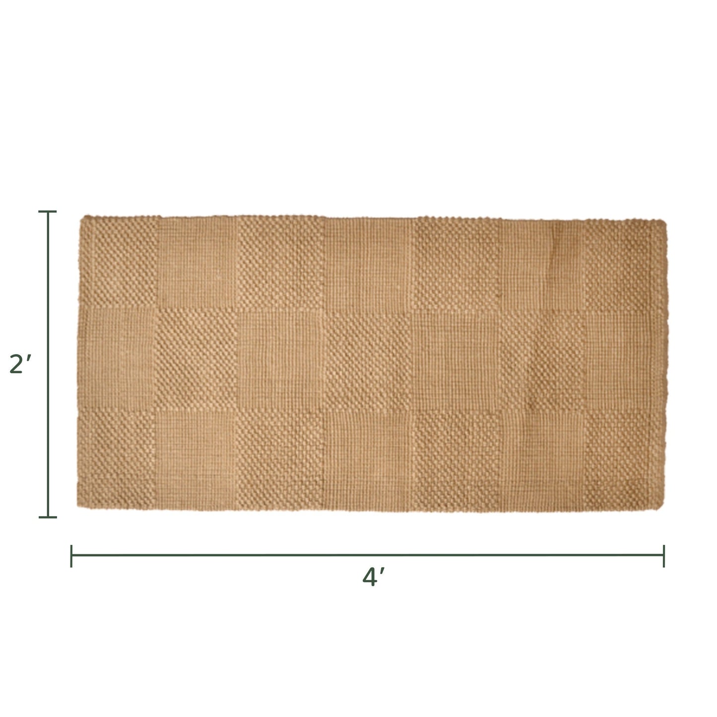 Sustainable Jute Rug, Tile pattern in 5 ply loops, Natural, 2'x4' - India Wholesale Co.