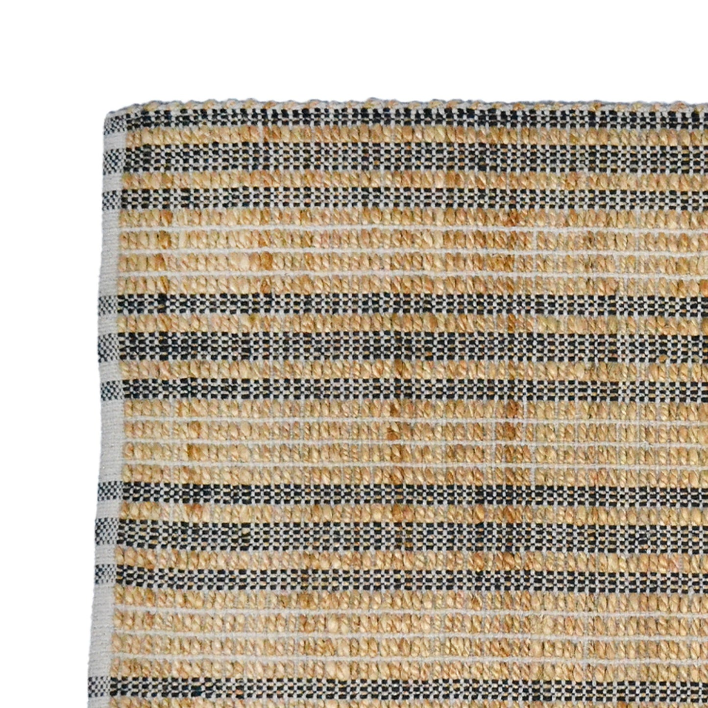 Sustainable Rug, Jute & Cotton blend, Stripes, 2' x 4' - India Wholesale Co.