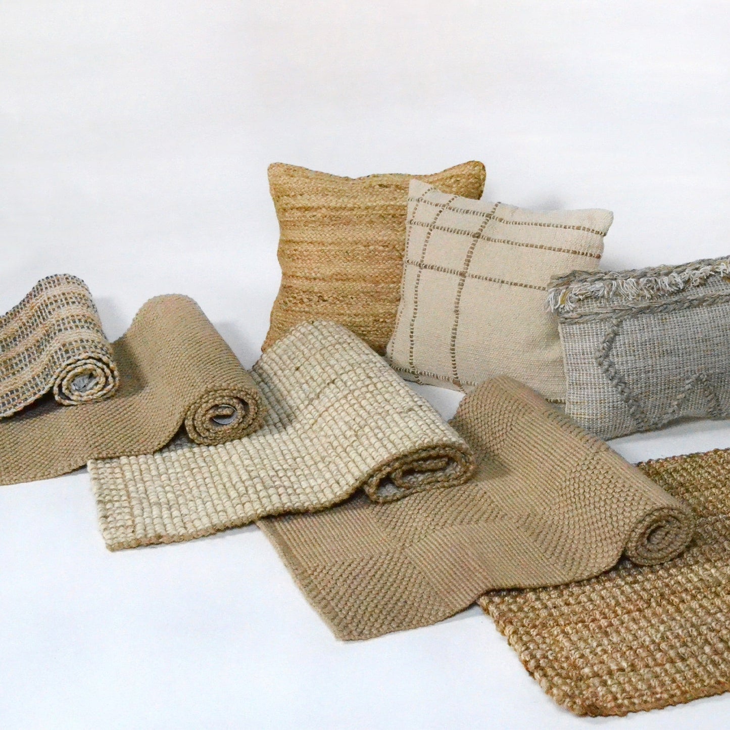 Sustainable Rug, Jute & Cotton blend, Stripes, 2' x 4' - India Wholesale Co.