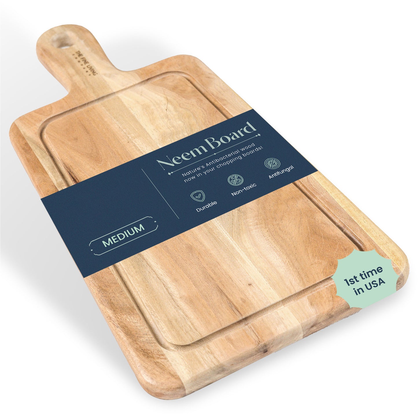 Neem Chopping Board-Long Handle 16X8" - India Wholesale Co.