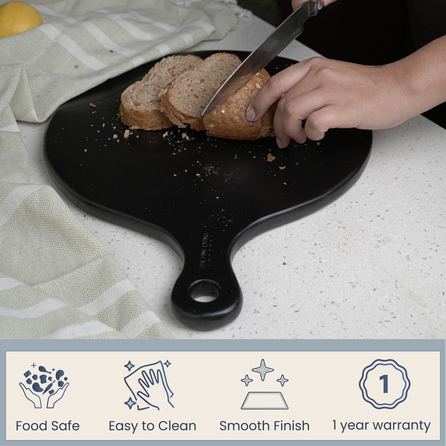 Round Paddle Server Black Oil Mango Wood 16"x12" - India Wholesale Co.