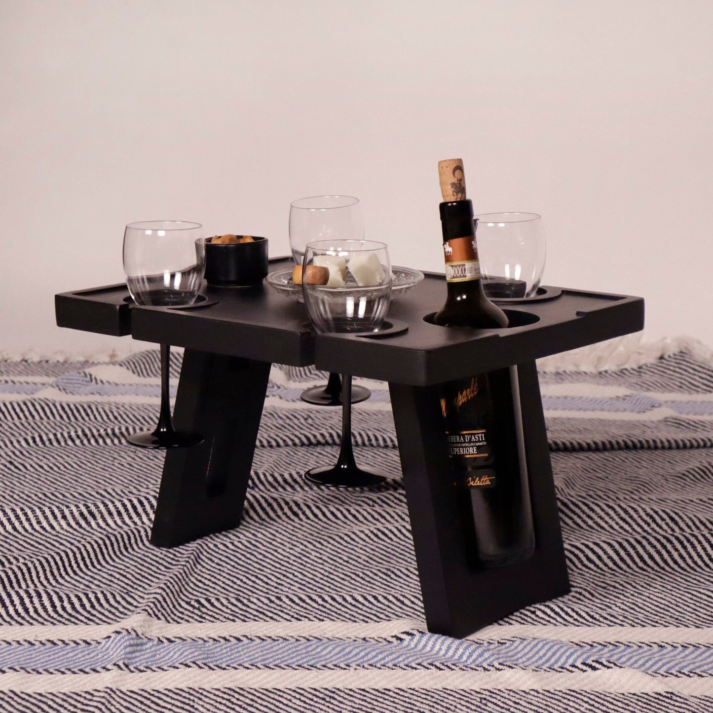 Rectangle Picnic table-Furniture, 17"X 12.6" X 9", Mango wood, Black - India Wholesale Co.