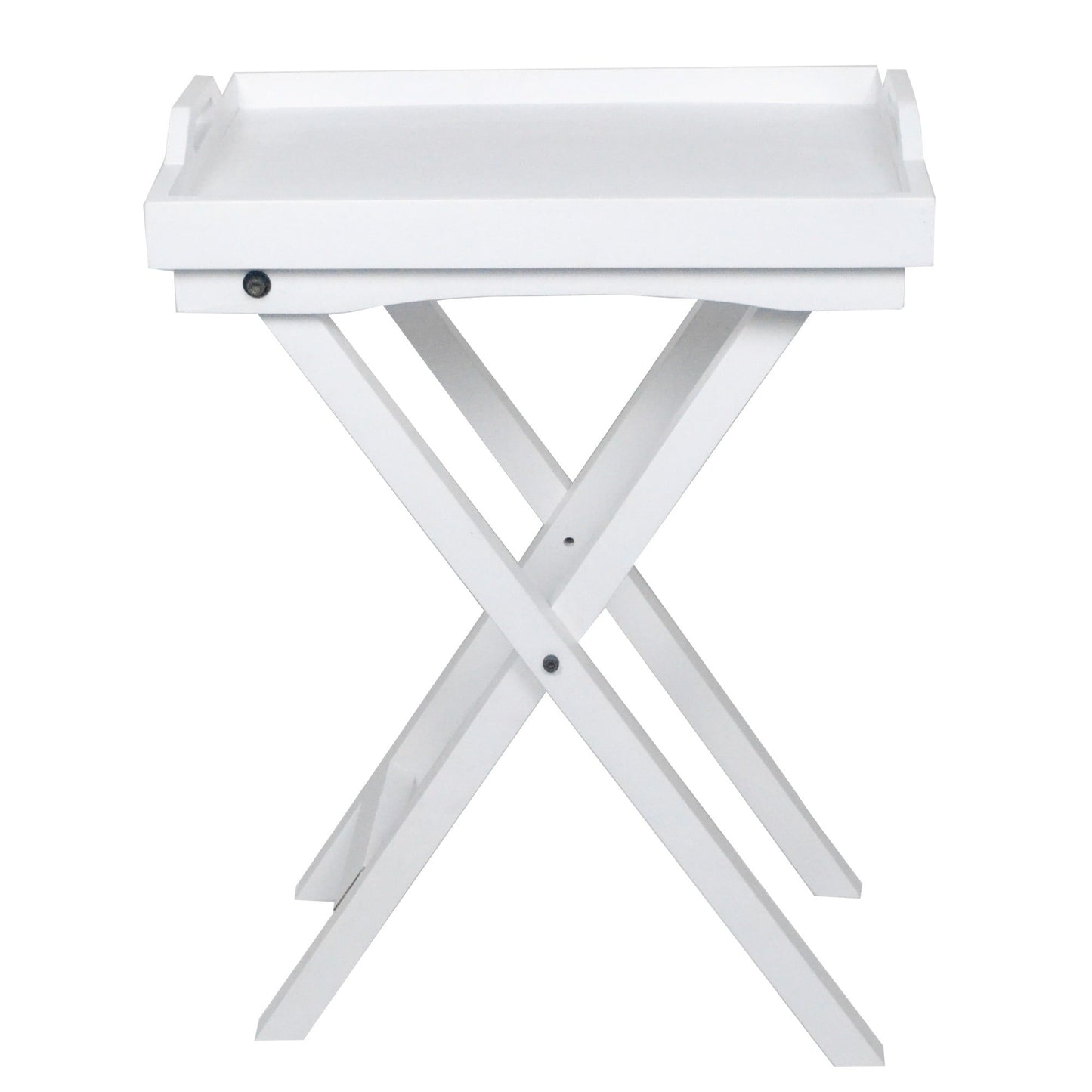 Butler tray with stand- Furniture, 23" X 14.5"x27.5, Mango wood, White - India Wholesale Co.