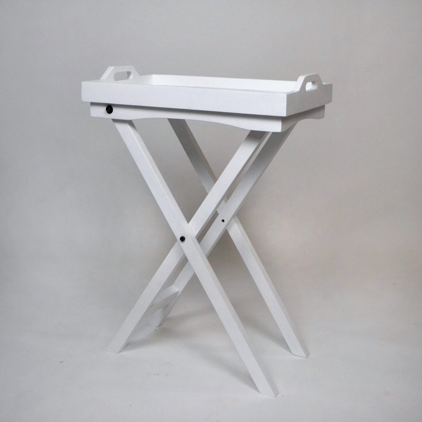 Butler tray with stand- Furniture, 23" X 14.5"x27.5, Mango wood, White - India Wholesale Co.