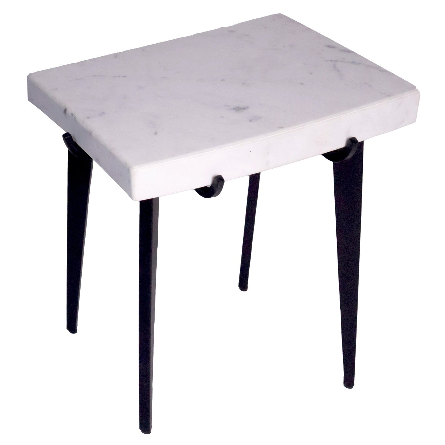 White Marble Top knockdown table, Marble & Metal, 20.5"x14"x23" - India Wholesale Co.