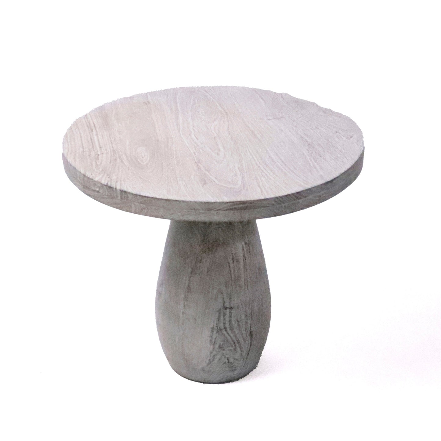 White sand blast Mushroom table , Mango wood, 19" round & 17" Height - India Wholesale Co.