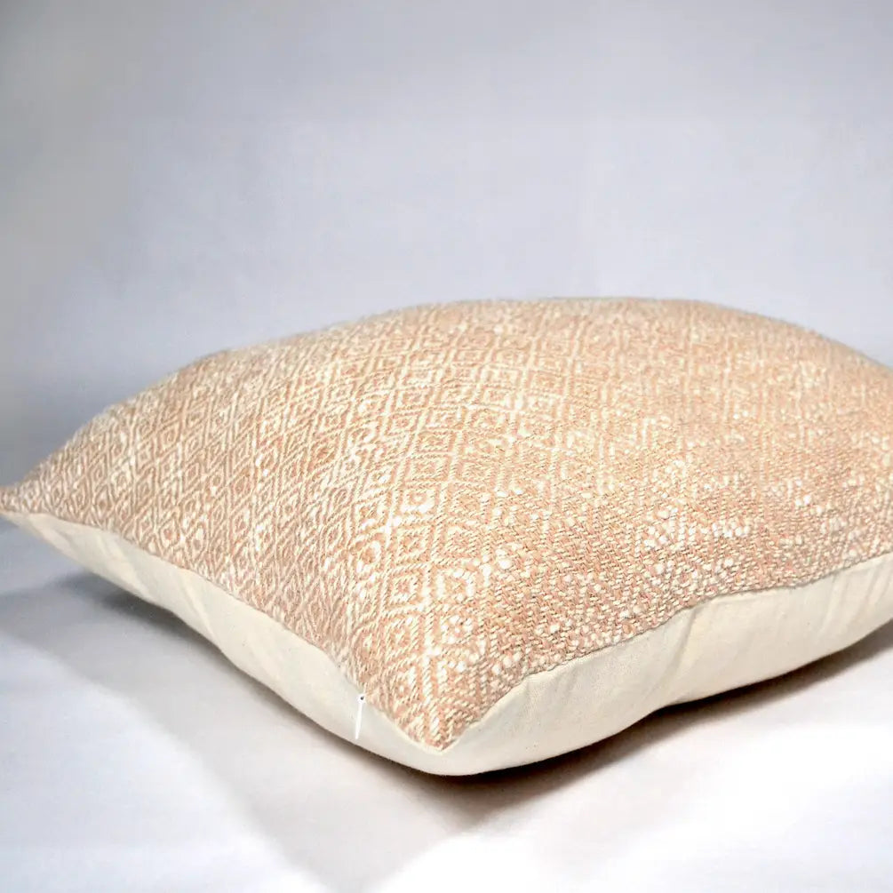 Diamond Weave Cotton Pillow Cover (All over weave) 20"x20", Beige & Offwhite - India Wholesale Co.