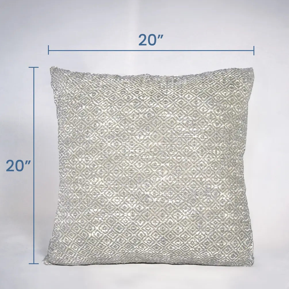 Diamond Weave Cotton Pillow Cover (All over weave) 20"x20", Gray & Offwhite - India Wholesale Co.