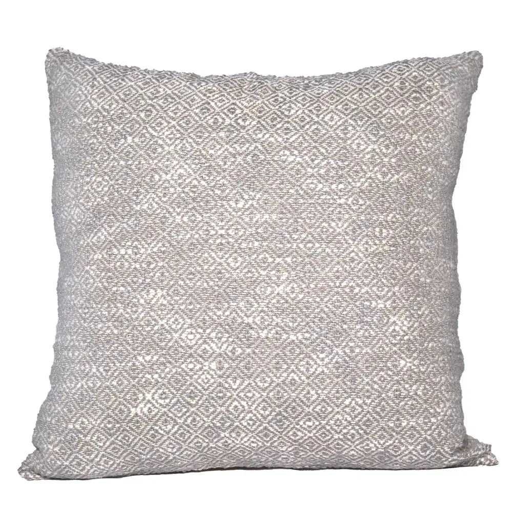 Diamond Weave Cotton Pillow Cover (All over weave) 20"x20", Gray & Offwhite - India Wholesale Co.