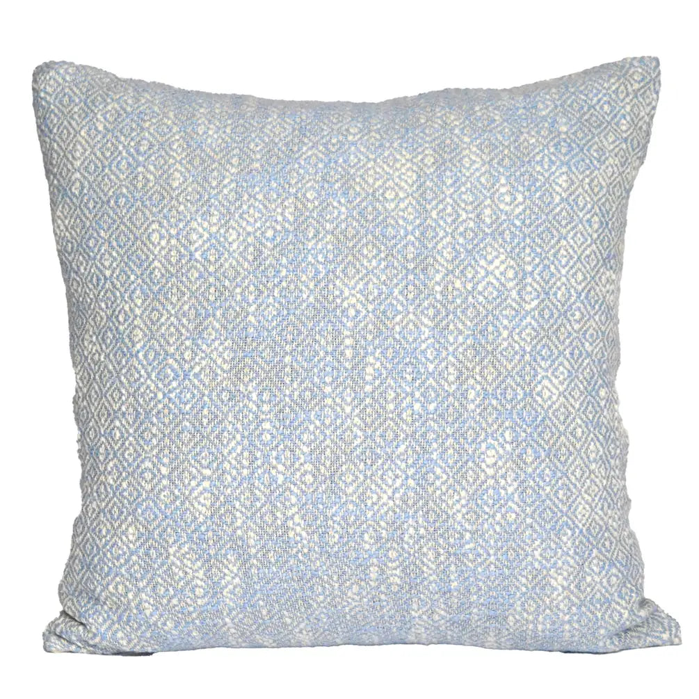 Diamond Weave Cotton Pillow Cover (All over weave) 20"x20", Cool Blue & Offwhite - India Wholesale Co.