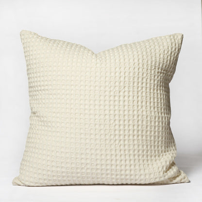 Ivory Waffle cotton pillow cover, 18"x18"