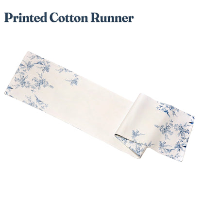 Blue jay Printed Runner Twill 100% cotton, 2 layer front back printed. 14"x72"