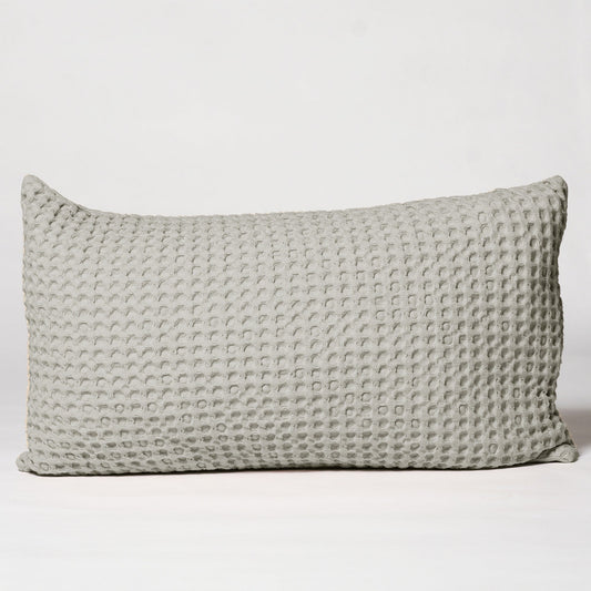 Mineral Grey Waffle Cotton Pillow cover, 12"x20"