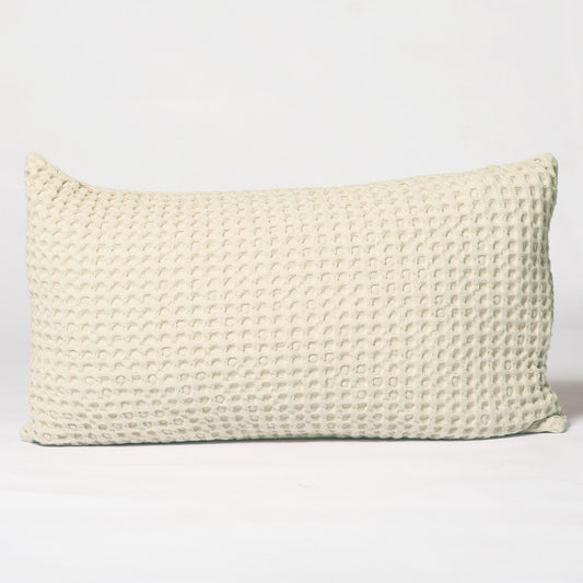 Ivory Waffle Cotton Pillow Cover, 12"x20"