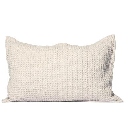 Ivory Waffle cotton pillow cover (Knife Pleat), 16"x26"