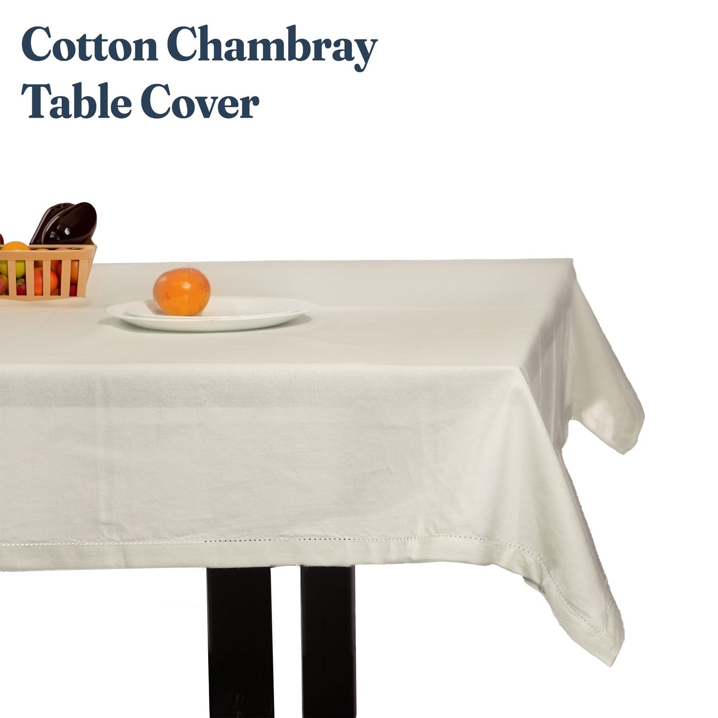 100% Cotton Chambray, Spillproof Table Cover, Ivory, 60"X108"