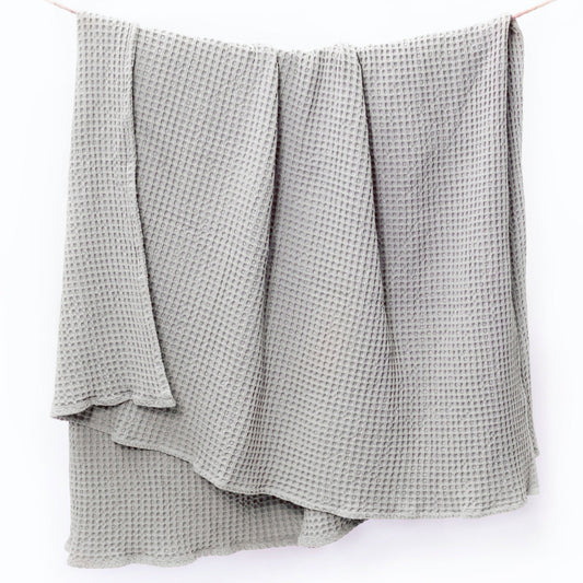 Waffle Weave Throw, 50"x 70", 100% Fresh Cotton, Mineral Gray