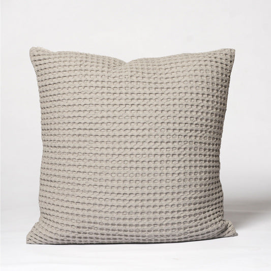 Mineral Grey Waffle Cotton Pillow cover, 22"x22"