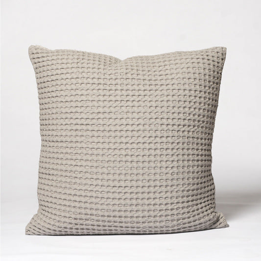 Mineral Grey Waffle cotton pillow cover, 18"x18"