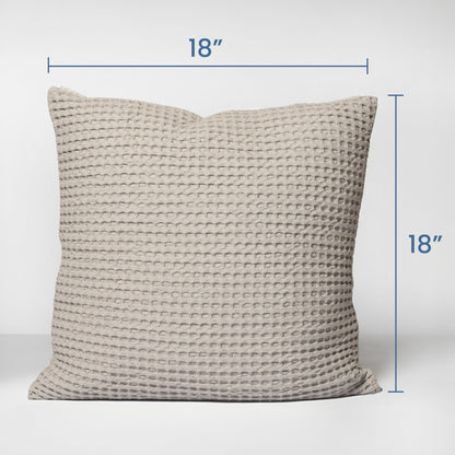 Mineral Grey Waffle cotton pillow cover, 18"x18"