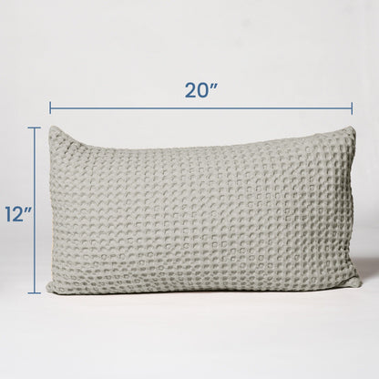 Mineral Grey Waffle Cotton Pillow cover, 12"x20"