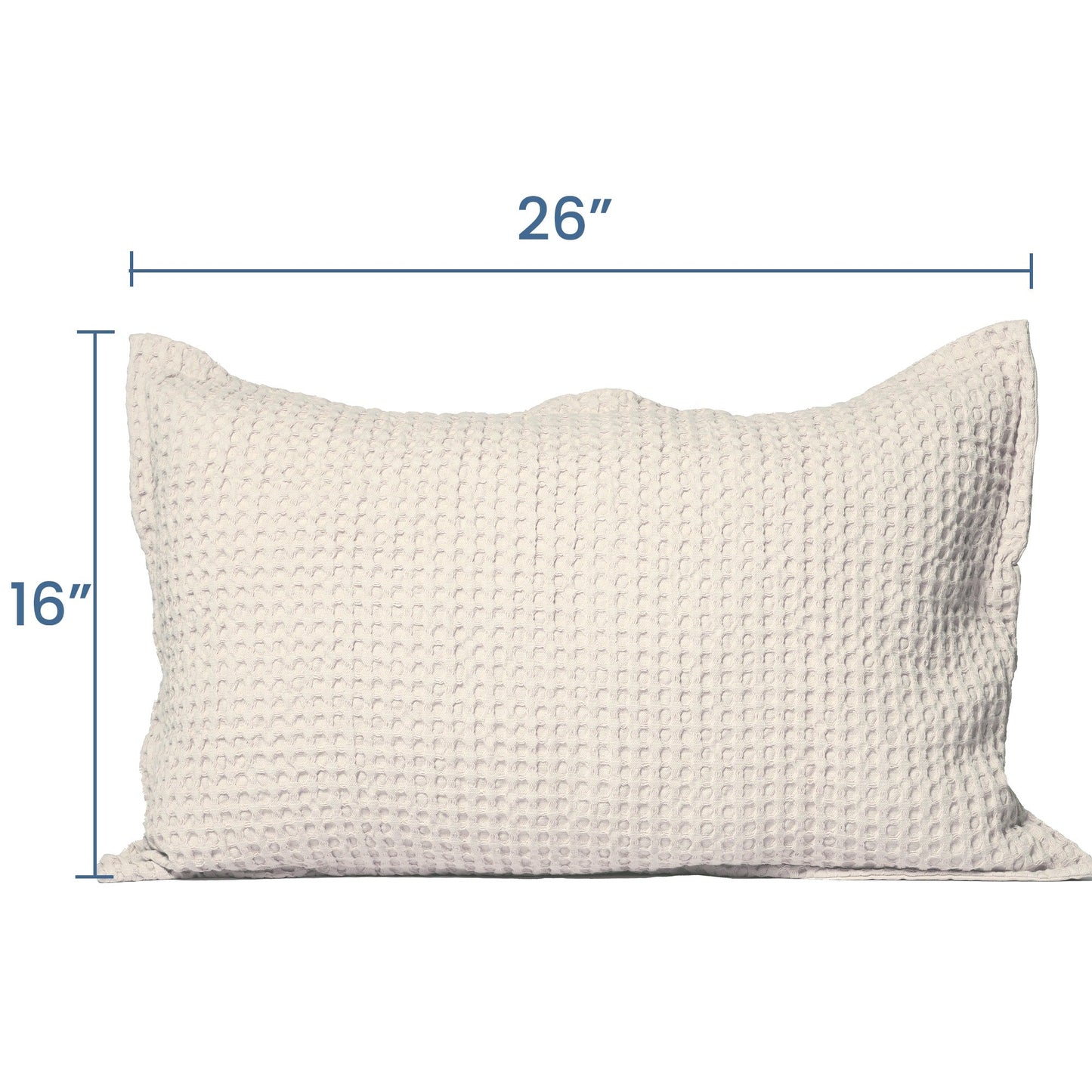 Ivory Waffle cotton pillow cover (Knife Pleat), 16"x26"