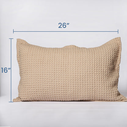 Sand Waffle Cotton Pillow cover(Knife Pleat), 16"x26"