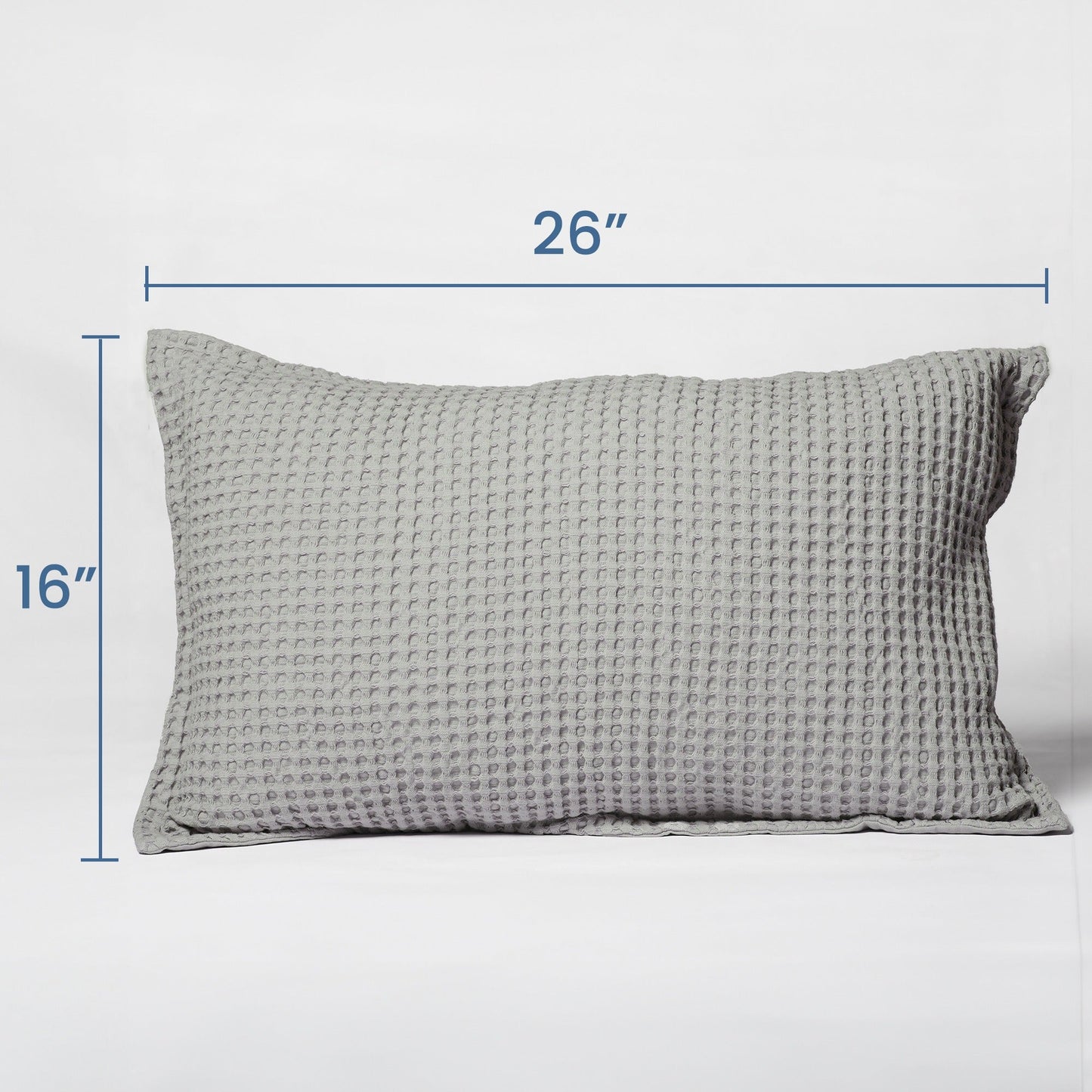 Mineral Grey Waffle Cotton Pillow cover (Knife Pleat), 16"x26"