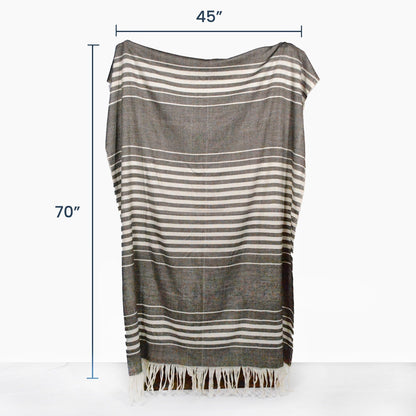 Sustainable PET Yarn Throw Blanket-Woven stripes