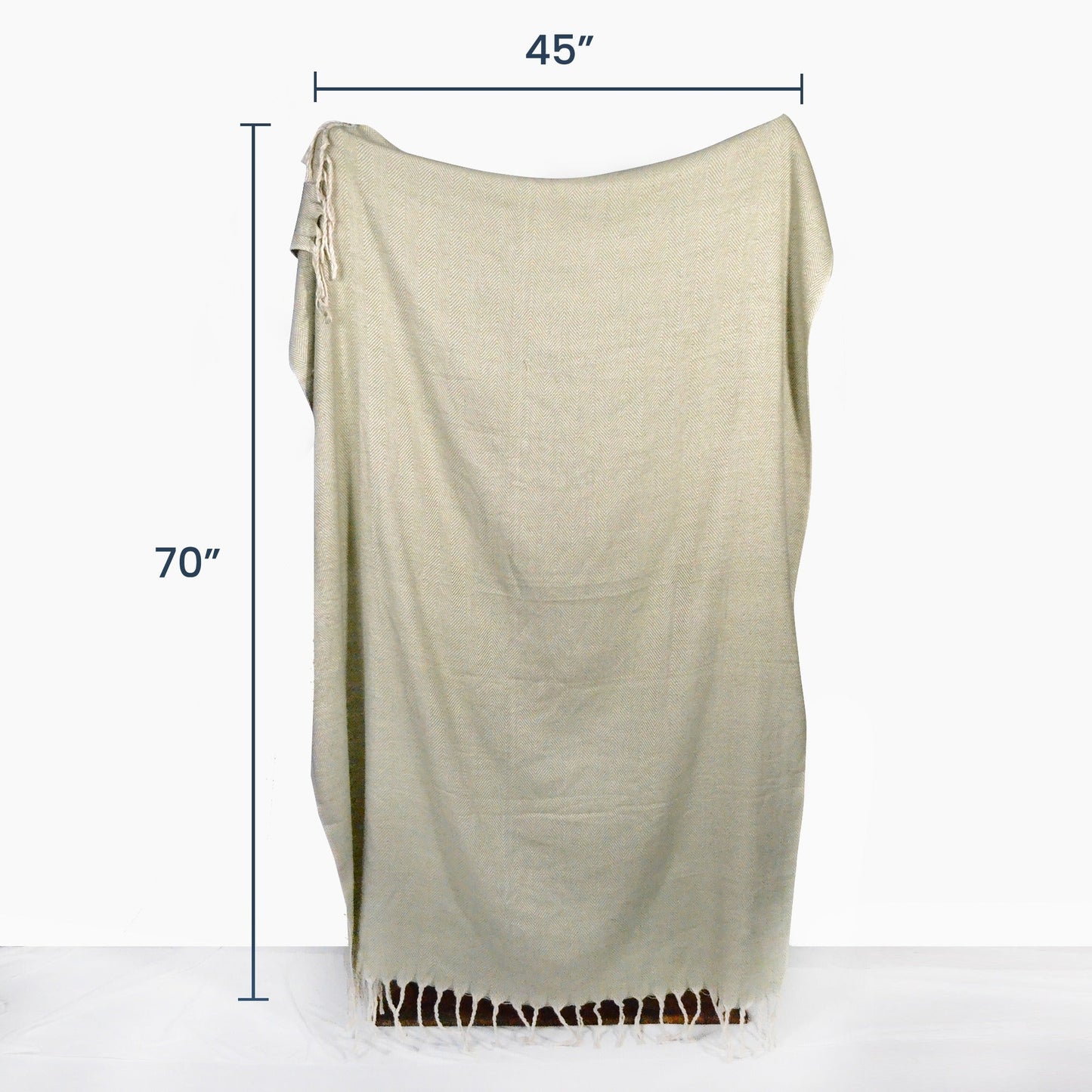 Recycled Polyester Yarn Throw Blanket - Sage Green