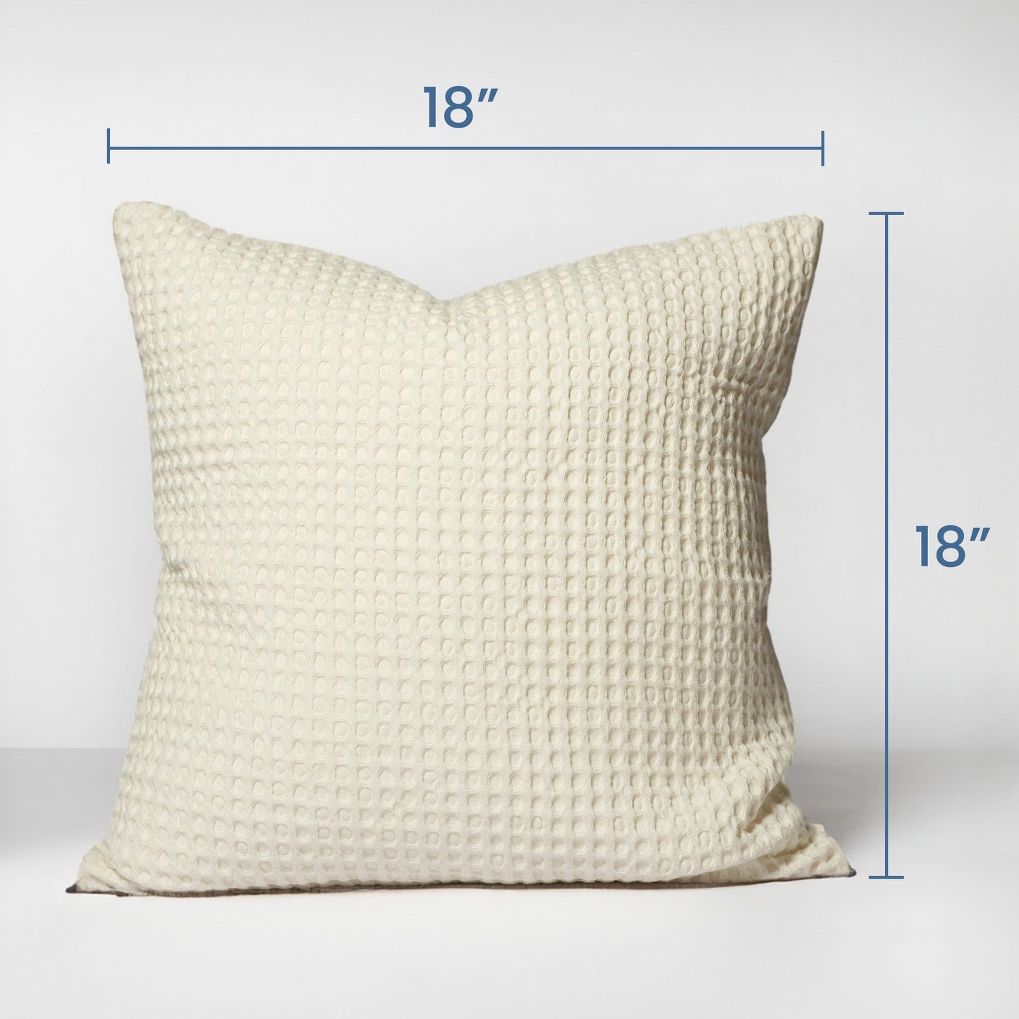 Ivory Waffle cotton pillow cover, 18"x18"