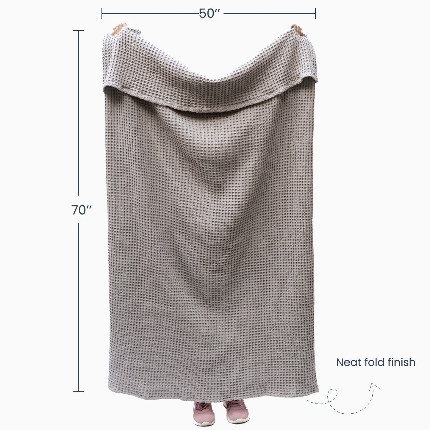 Waffle Weave Throw, 50"x 70", 100% Fresh Cotton, Mineral Gray