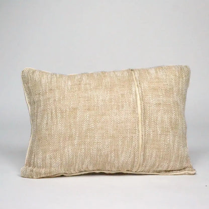 Handloom Broad Checks Cotton & Jute Pillow Cover 14"x20", White & Natural