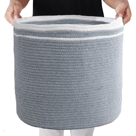 Cotton Basket without Lid Mineral Gray, 15.8x15.8x13.8"