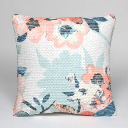 Chindi center floral printed pillow cover, 18"X18", Peach-Floral print - India Wholesale Co.