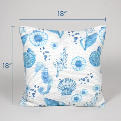 Chindi All over print pillow cover , 18"X18", Blue Sea shell print